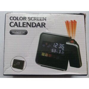 8190 Color Screen Projection Clock – Perpetual Calendar LED Alarm Display